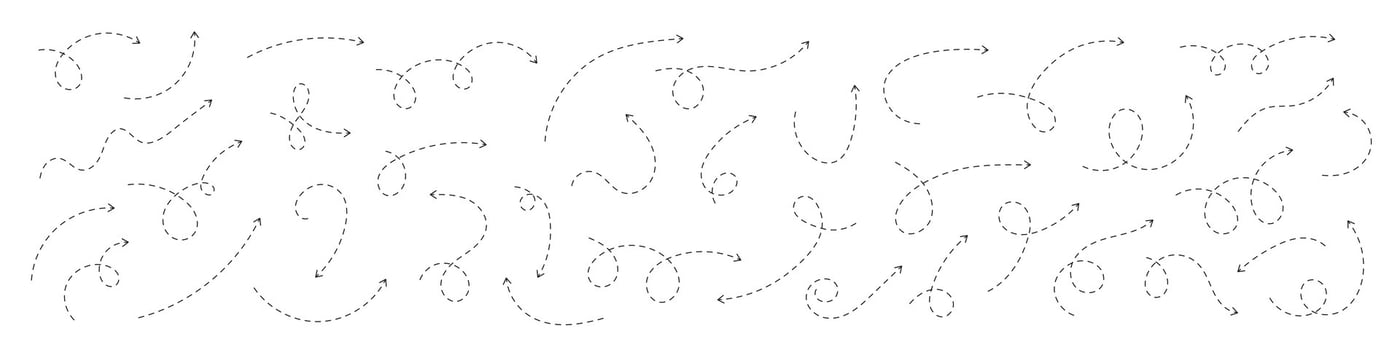 Curved dotted arrow. Zigzag arrow stripes design with dotted lines. vector