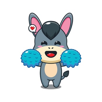 cheerleader donkey cartoon vector illustration.