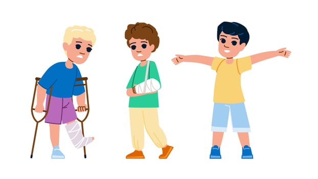 broken bone kid boy vector