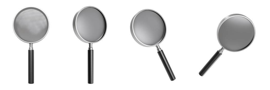 magnifying glass for science 3d object set png