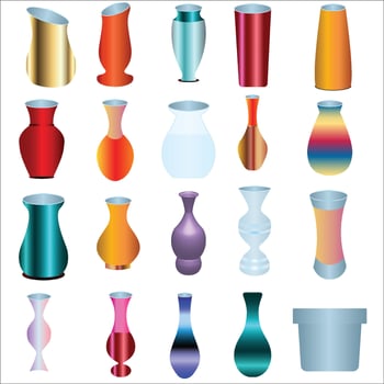 Set of colorful flowerpots for house. Flat style indoor pots for plants and flowers. Vector illustration isolated. Collection of modern flower pots and vases.