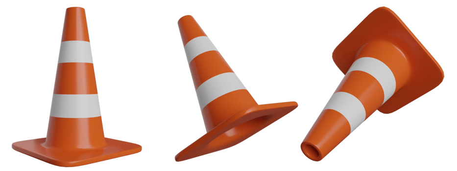traffic cones 3d object png set for watch out