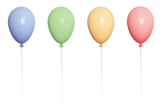 balloons 3d object set on png background