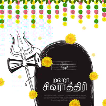 Banner design of happy maha shivratri hindu festival template and maha shivratri translate Tamil text - Vector