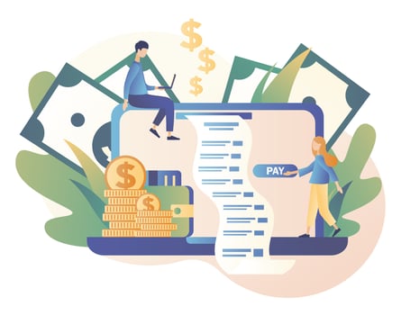 Online payment concept. Digital bill. Modern flat cartoon style. Vector illustration