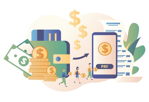 Online payment concept. Digital bill. Modern flat cartoon style. Vector illustration
