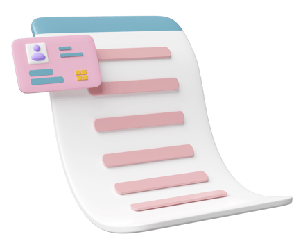 3d Id card with checklist paper, clipboard isolated. recruitment staff, human resources, job search, job application concept, 3d render illustration png