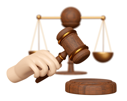 3d wooden judge gavel, hand holding hammer auction with justice scales, stand isolated. law, justice system symbol concept, 3d render illustration png