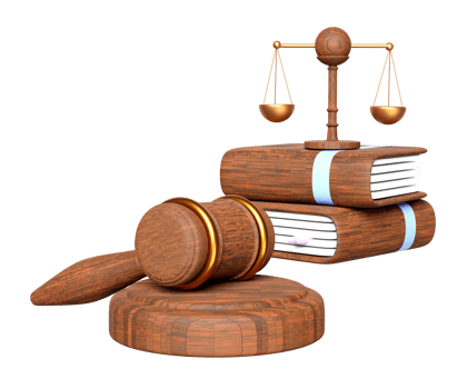 3d wooden judge gavel, hammer auction with justice scales, book isolated. law, justice system symbol concept, 3d render illustration png