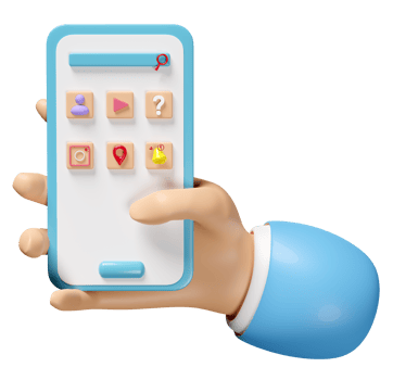 3d hand using mobile phone isolated. hand holding smartphone, screen phone concept, 3d render illustration png