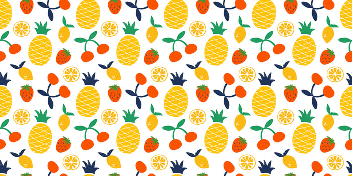 Summer nature abstract fruits and berries seamless pattern vector