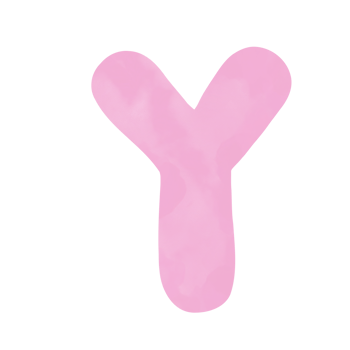 Letter Y pink watercolor pattern, Hand drawn. png