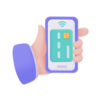 Hand holding a phone. online payment by credit card cashless society Scan QR code to pay online. 3D illustration. png