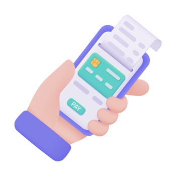 Hand holding a phone. online payment by credit card cashless society Scan QR code to pay online. 3D illustration. png