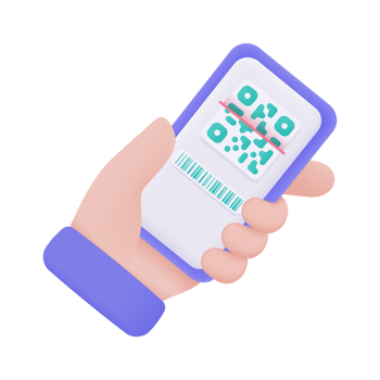 Hand holding a phone. online payment by credit card cashless society Scan QR code to pay online. 3D illustration. png