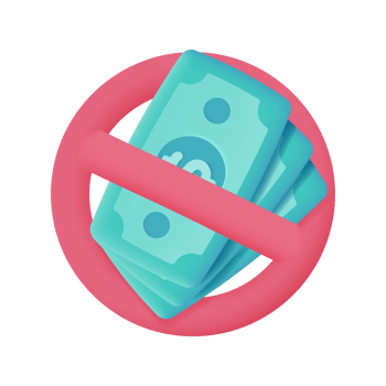 3D icons do not accept cash. online payment by credit card Cashless society. 3d illustration png