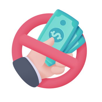 3D icons do not accept cash. online payment by credit card Cashless society. 3d illustration png