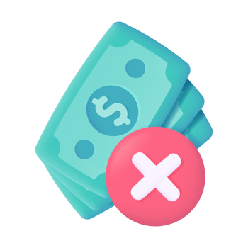 3D icons do not accept cash. online payment by credit card Cashless society. 3d illustration png