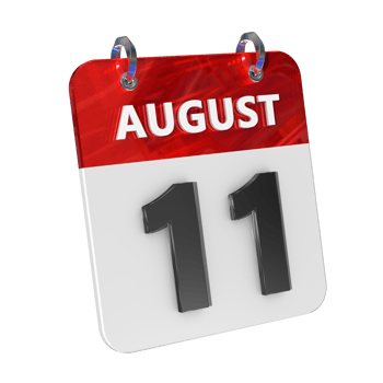 August 11 Date 3D Icon Isolated, Shiny and Glossy 3D Rendering, Month Date Day Name, Schedule, History png