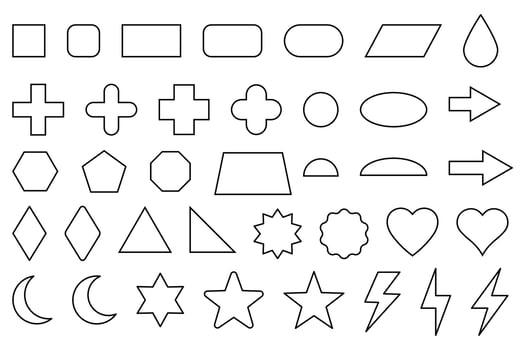 Basic shape outline set. Simple geometry shapes set. Geometric primitives icons. Editable stroke. vector