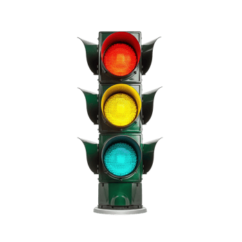 Front view at traffic lights isolated on transparent background, created with png
