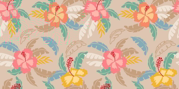 Tropical flower pattern seamless, silhouette of blooming, hand drawn botanical, Floral leaf for spring and Summer time, natural ornaments for textile, fabric, wallpaper, background design. vector