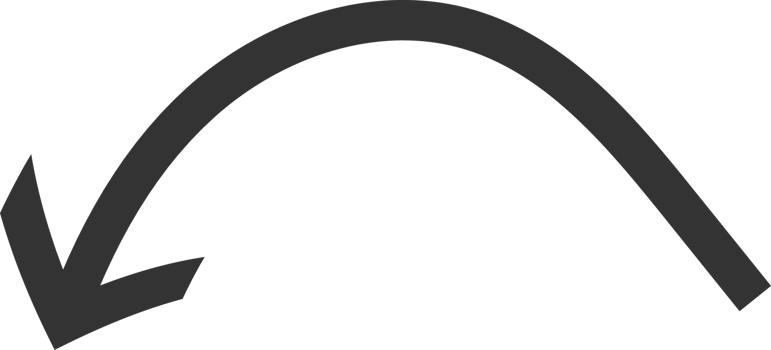 Black round and curved arrow and pointer illustration. Curved direction arrow A left arrow is isolated png