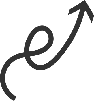 A curved and round arrow pointing right upward way. Dark pointing arrow illustration. A direction arrow png
