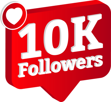 10K follower celebration floater. Thanksgiving for 10K followers. Metallic red color 10K follower badge celebration. png