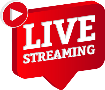 Live streaming 3D icon design. Broadcast streaming badge or floater. Stylish live streaming icon with red color shade. png