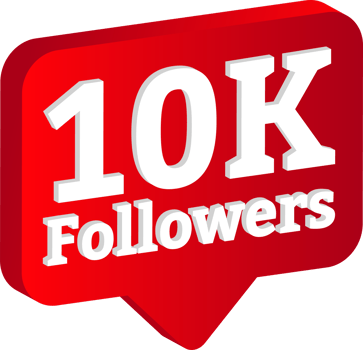 Thanksgiving for 10K followers. Ten thousand follower celebration floater. Metallic red color 10K follower badge celebration. png