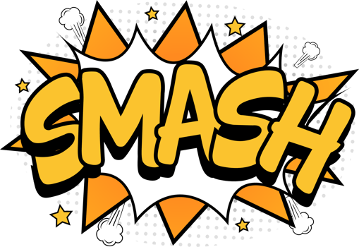 Smash comic blast with white and yellow colors. Comic burst with colorful clouds and smash. Pop explosion bubbles for cartoons. png