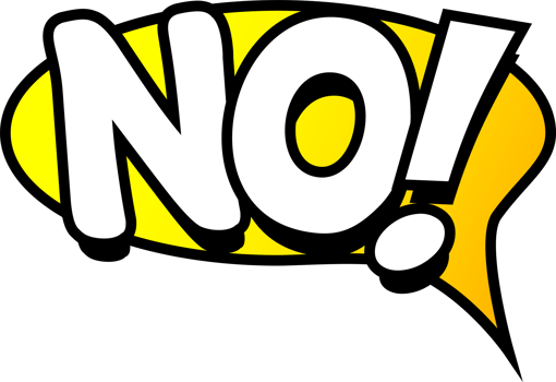 No, comic burst with white and yellow colors. Text bubbles for cartoon speeches. Negative speech comic blast with a floating bubble. png