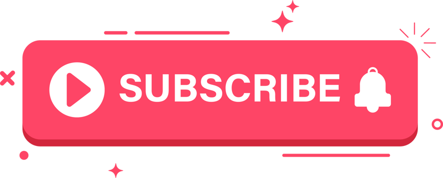 Subscribe button flat design for videos or templates. Stylish red color button for social media posts. Subscribe button with red color. png