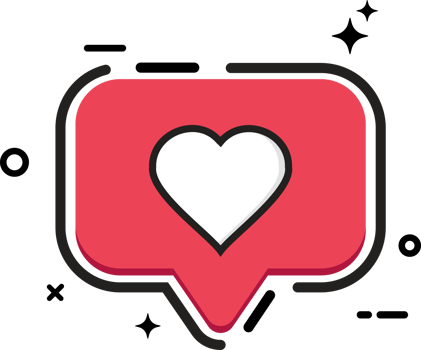 Social button with a love icon. Social media button with red color. Stylish red color flat button for social media posts. png
