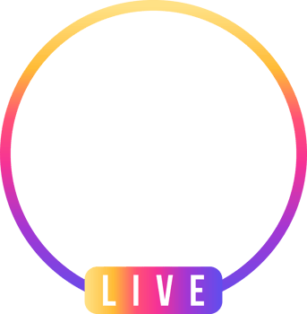 Video streaming colorful gradient. Live Icon Interface. Live social media icon avatar. Live video streaming. Transparent Placeholder. png