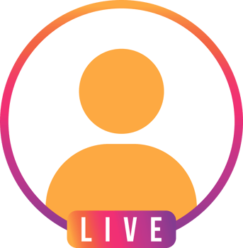 Live social media icon avatar. Live video streaming. Transparent Placeholder. Live Icon Interface. Video streaming colorful gradient. png