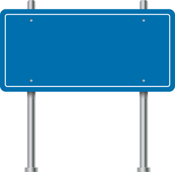 Direction sign design. Blue road sign and blank road billboard. Blank advertising billboard. Road sign png