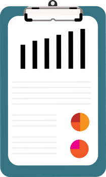 Business chart sheet and clipboard illustration. Chart list and infographic design. Worklist and to-do list design. png