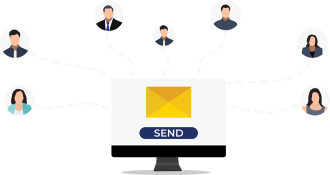 Office email communication system. Sending an email to friends concept. Business communication with a laptop. png