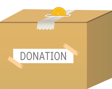 Donation box with gold coin. Raising funds for poor people. Charity funds rising with gold coins. Donation box with gold coin. png