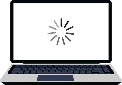 Loading screen on a laptop. Blank laptop screen loading. Laptop illustration with a loading screen and dark keypad. png