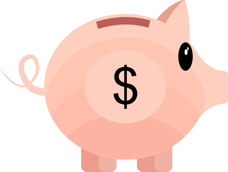 Saving money into a piggy bank concept. A cute piggy bank on a white background. Modern money saving method illustration. png