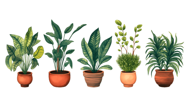 House plants set illustration collection transparent background png