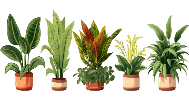 House plants set illustration collection transparent background png