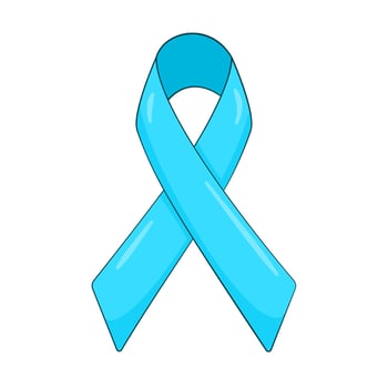 Blue ribbon. Prostate cancer awareness month. Cartoon vector