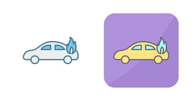 Unique Car on Fire Vector Icon