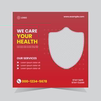 Medical Health Social Media Template. Square Size. Fully Editable. vector