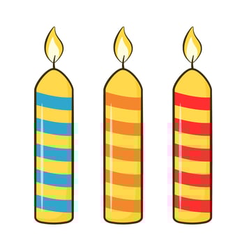 Set of colorful birthday cake candles. Cartoon vector