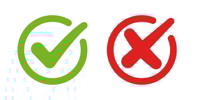 Green check mark and red cross mark in circle vector